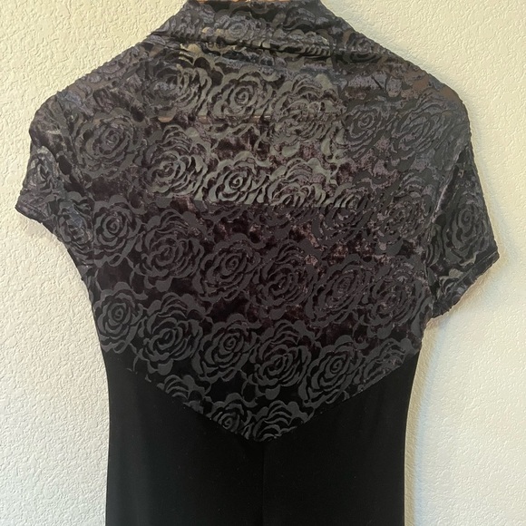 Vintage Black Velvet Floral Maxi Dress - Picture 5 of 8